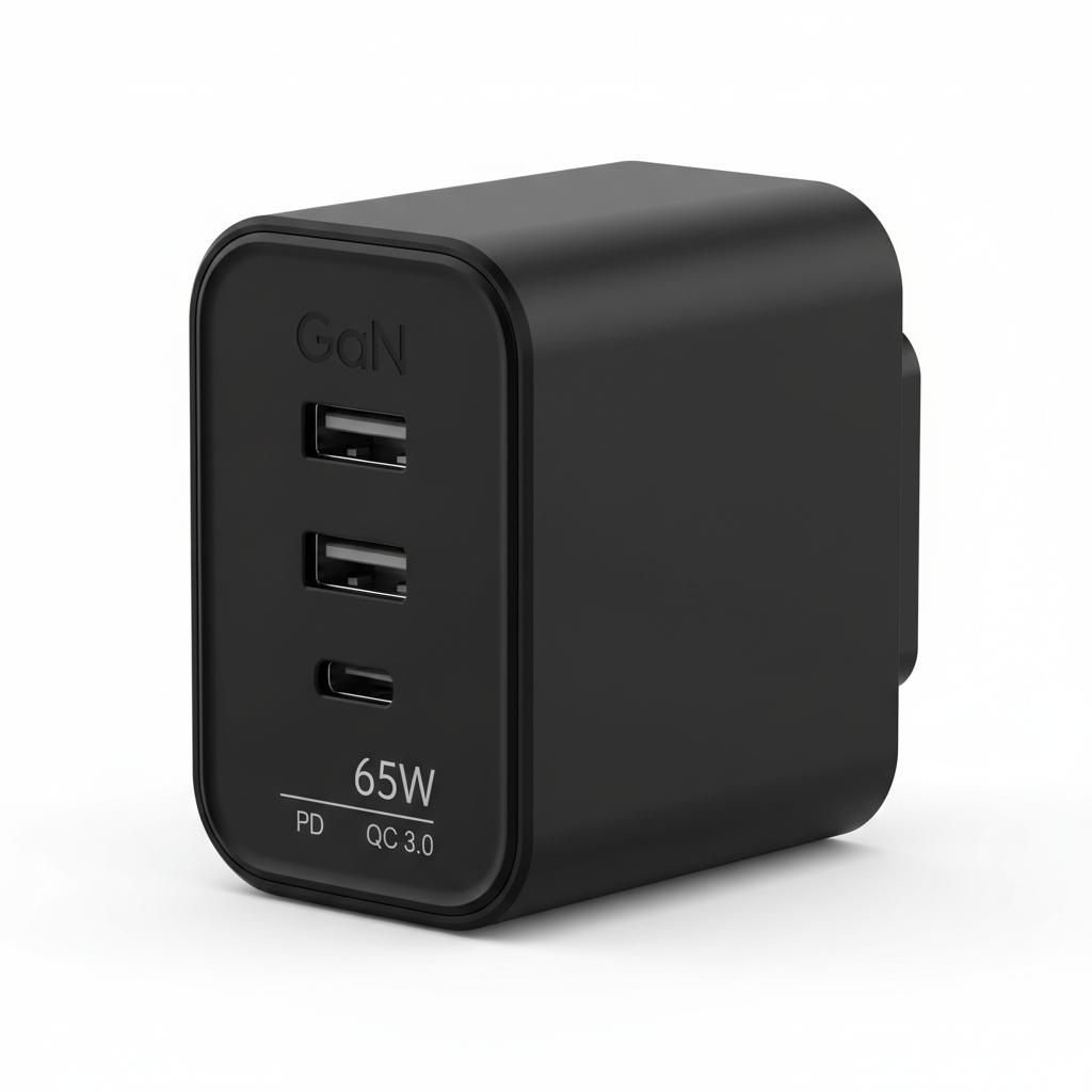 65W GaN USB-C Charger – 3-Port Fast Charging Adapter